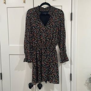 Black Floral Smocked Detail Mini Dress